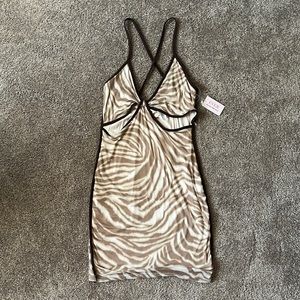 Brand new Brown bodycon zebra print xs dress